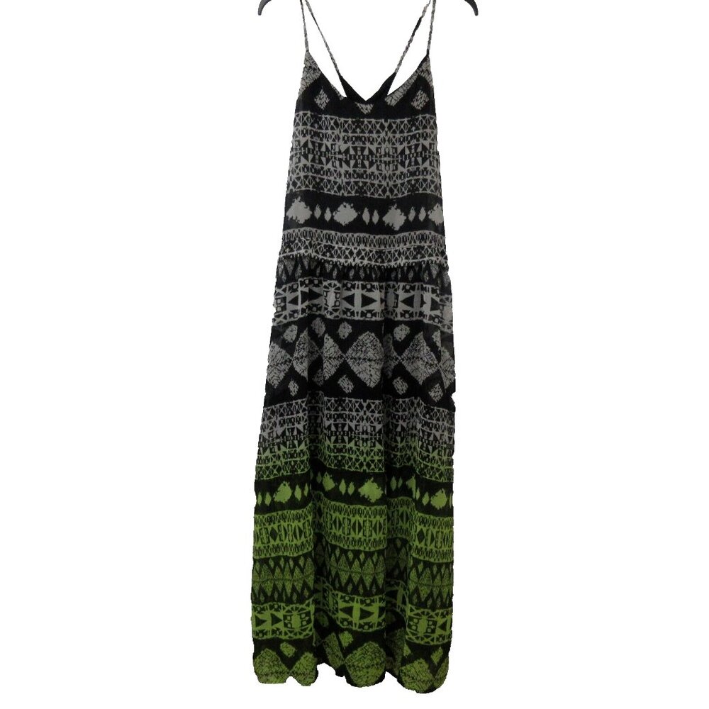 Mossimo Womens Maxi Sundress S/Petite Spaghetti Strap BOHO Abstract Print Ombre